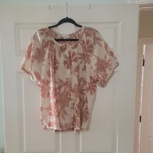 Maurices Cream Blouse with Dusty Rose Floral Print